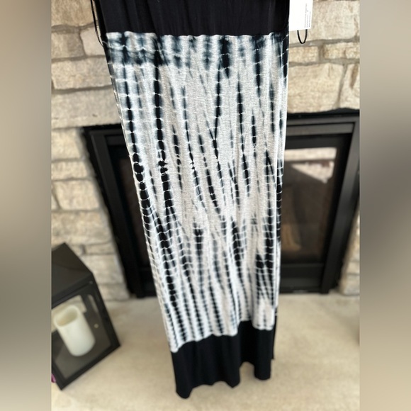 NWT Kensie MAXI dress FOG MELANGE COMBO Women Size Med BLACK BLUE WHITE GRAY - Picture 12 of 12
